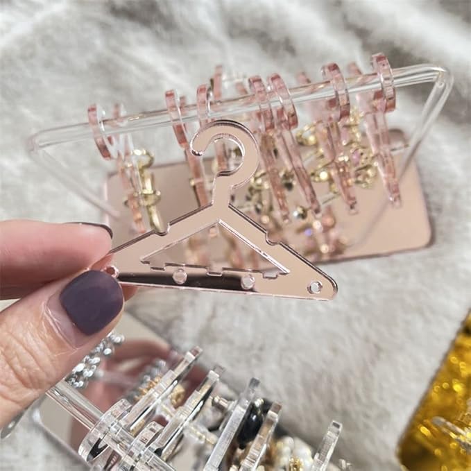 Cute Earring Rack Holder Coat Hangers Shape Unique Earring Display Stand Acrylic Ear Studs Display Rack Earring Hanging Organizer(Silver)
