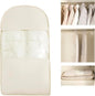 Space Saving Hanging Garment Bag with Self Compression Zipper - Organizer for Closet(Beige,S)