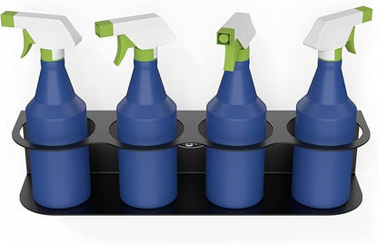 Koova 4 All-Purpose Spray Bottle Holder | Easy Install Wall Mount Hardware Included | Heavy-Duty Powder Coated Steel Storage Rack for Garage And Home | Craft Workspace Paint Bottle Organizer USA Made