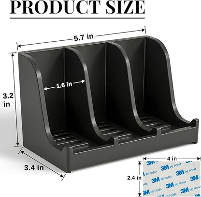 Soap Holder for Shower Wall, 3-Compartment Soap Dish for Shampoo, Conditioner and Body Soap, Fast Draining & Rust-Proof & Heavy Duty, Ultra-Strong Self Adhesive & Freestanding (Black, No Label)