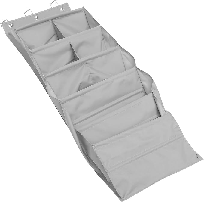 Cabilock -the-door Hanging Storage Bag, 9-compartment Grey Shoe Organizer, Sturdy Multi-layer Dormitory Storage Pouch for Home and Closet Organization