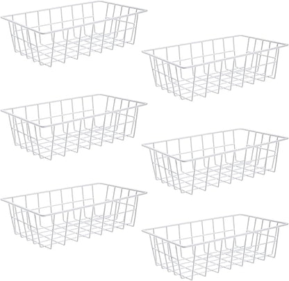 Orgneas Freezer Organizer Bins Metal Wire Storage Baskets for Upright Refrigerator Chest Freezer, Kitchen Pantry Storage and Organization for Fruit Vegetable Soda Cans Toys and Snacks, Set of 6