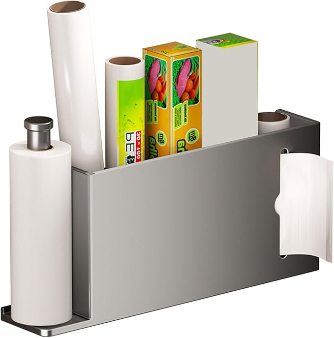 Space Saving Kitchen Cabinet Door Storage Box Wall Mount Organiser For Foil And Wrap Bathroom Organization Rack