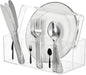 Garvee Acrylic Utensil Caddy with Handle, Plastic Silverware Organizer and Flatware Holder, Paper Plate Dispenser for Kitchen Countertop, Parties, Outdoor Picnic