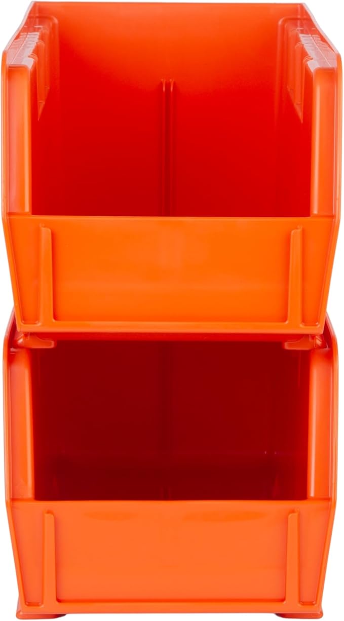 Hudson Exchange 11" x 5-1/2" x 5" (12 Pack) Plastic Stackable Storage Bin and Hanging Container, Orange