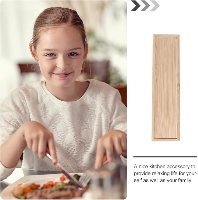 SHOWERORO Bamboo Knife and Fork Storage Box with Sliding Lid Rectangular Flatware Organizer for Travel and Kitchen Drawer Compact 9.65X2.48X1.5 Inch Utensil Case