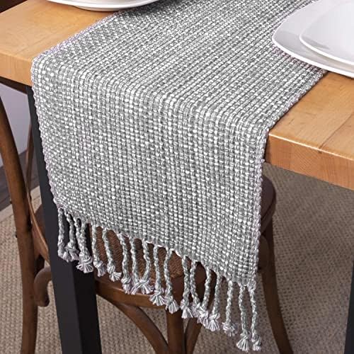 100% Cotton Table Runner for Dining Room Tables Rectangle Two Tone Woven Fabric 72" x 13" Soft Durable Table Runner, Gray - Image 6