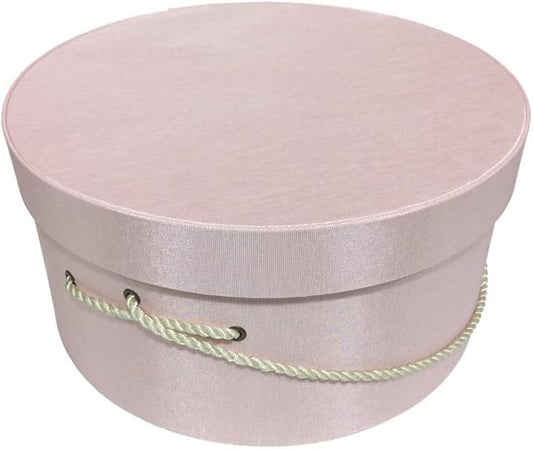 Sarah's Hat Boxes Classic Pink Hat Box – 11" x 5.5" (Dia. x Ht.) Handmade in USA – Odorless Non-Toxic Adhesive, Cording Handle – Premium Storage for Hats & Accessories