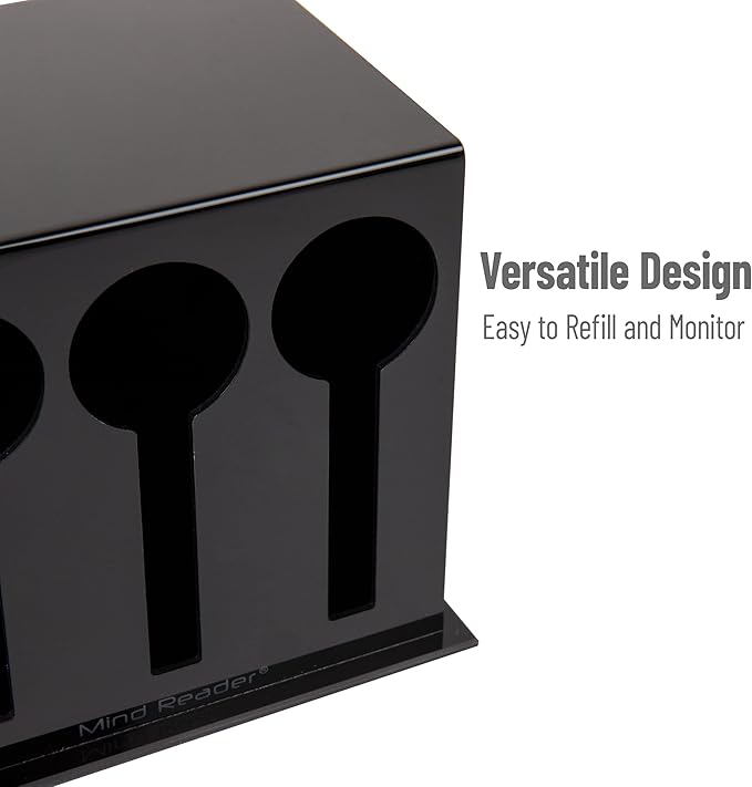 Mind Reader Utensil Dispenser, Silverware Organizer, Plastic Fork and Spoon Dispenser, Kitchen, Black