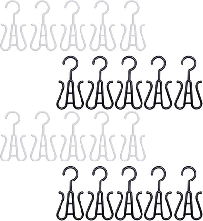ABOOFAN 20 Pieces Plastic Shoe Storage Hooks Hanging Organizer Racks Multi-functional Shoe Drying Hangers for Home Closet and Entryway, Black and White Set