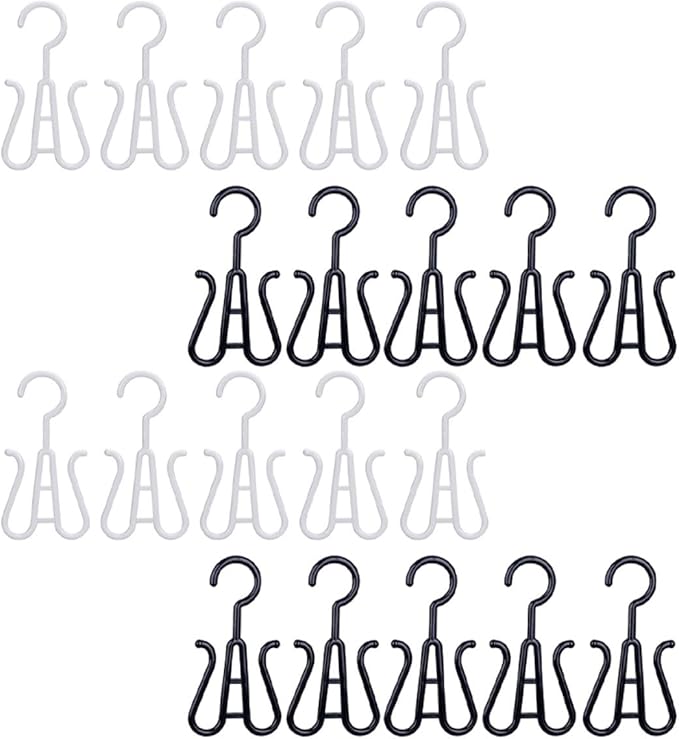 SHERCHPRY 20pcs Plastic Shoe Hangers with Hanging Hooks Multi-functional Shoe Storage Racks for Home Organization Black and White and Closet Hanging Organizer