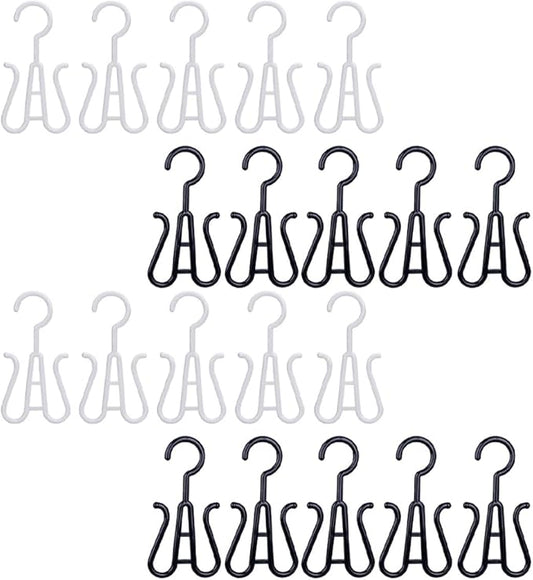 ARTIBETTER 20pcs Shoe Hanging Hooks and Plastic Shoe Organizers for Household Use Multi-functional Drying and Storage Racks with Black and White Hooks for Closet and Entryway