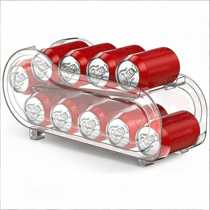 Auto-Rolling Soda Can Organizer for Refrigerator/Fridge, UpgradedSoda Can Dispenser & Holder for Pantry Storage 10 Standard Size 12oz/ 11.2oz/ 355ml/ 330m Drink Short Cans (Clear)