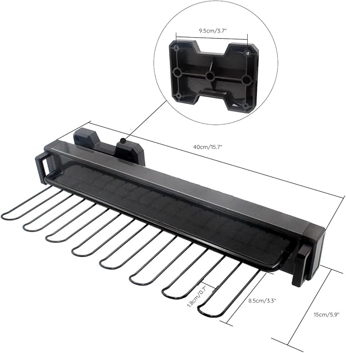 Pull Out 15.74" Side Mount Extending Closet Tie & Belt Organization Storage Rack Holder for Up to 16 Ties