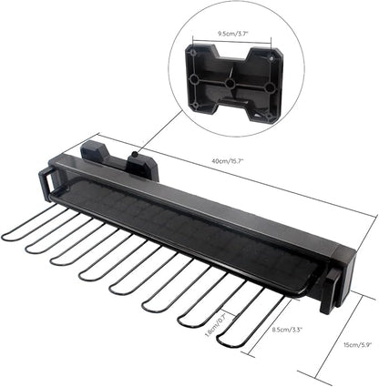 Pull Out 15.74" Side Mount Extending Closet Tie & Belt Organization Storage Rack Holder for Up to 16 Ties