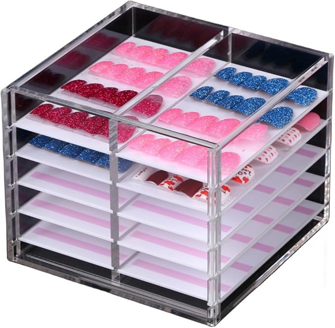 10 Layers Acrylic Lash&Nail Extensions Storage Organizer,Cosmetic Makeup Container Box,Clear Case Cabinet Display