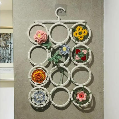 18 Circles Scarf Hanger for Multiple Scarves,Hijab Hangers for Closet for Scarves, Belt Organizer for Closet,Towels,Hijab and Tie, Foldable Hanger (1, White)