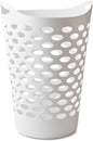 White Round Plastic Laundry Hamper with Handles - 2.2 Bushel Capacity, Lightweight & Space-Saving - Easy-Carry Laundry Basket for Home, Dorm, or Apartment