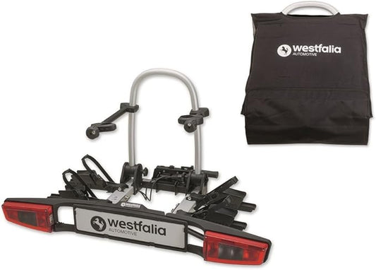 Westfalia Set bikelander and Storage Bag - Foldable towbar Mounted Bicycle Carrier for 2 Bikes - Suitable for eBikes - Universal Bike Carrier - Max. Load 60kg