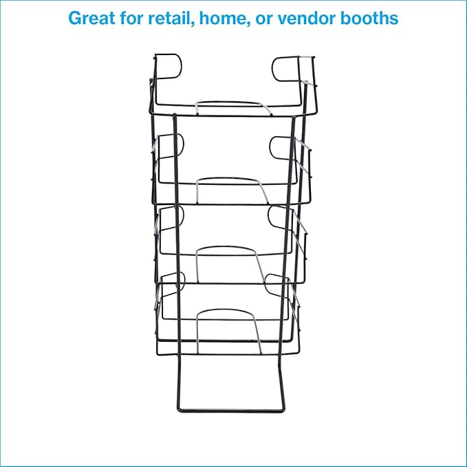SSWBasics 4-Tier Black Countertop Hat Display Stand for Baseball Caps - Sleek and Sturdy Hat Display Rack for Retail, Home, Vendor Shows - Stylish Organization for Ball Caps