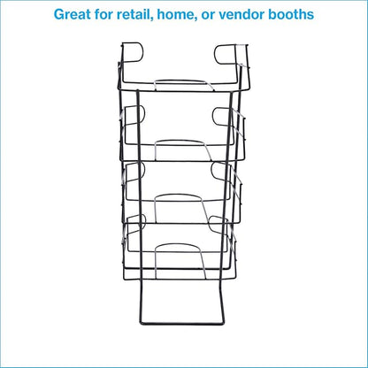 SSWBasics 4-Tier Black Countertop Hat Display Stand for Baseball Caps - Sleek and Sturdy Hat Display Rack for Retail, Home, Vendor Shows - Stylish Organization for Ball Caps