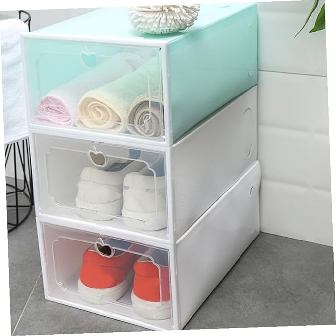 ULTECHNOVO 6Pcs Transparent Creative Shoes Box Drawer Type Storage Container Clamshell Design for Convenient Use Plastic Neat Organization for Home and Closet