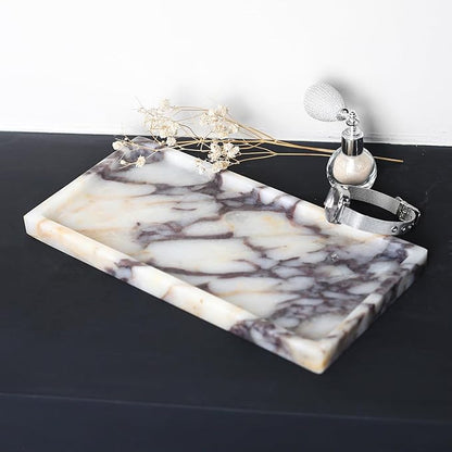 100% Natural Luxury Calaccata Viola Marble Small Hand Towel Tray Holder Organizer, Makeup Bathroom Holder