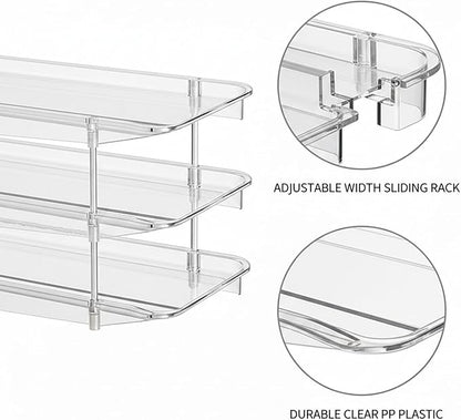 Retractable Can Organizer, Adjustable Width Sliding Dispenser for Refrigerator & Pantry, Clear Plastic Storage Rack for Soda Cans and Bottles (1 PC)