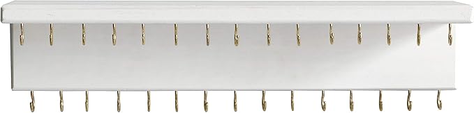 SANY DAYO HOME Jewelry Organizer with 30 Hooks and Shelf, 15 x 3 x 4 inches Wall Mounted Rustic Pine Wood Holder for Necklaces and Bracelets, Suitable for Kids and Adults