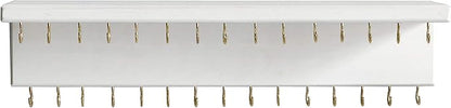 SANY DAYO HOME Jewelry Organizer with 30 Hooks and Shelf, 15 x 3 x 4 inches Wall Mounted Rustic Pine Wood Holder for Necklaces and Bracelets, Suitable for Kids and Adults