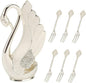 Decorative Swan Flatware Holder Organizer Set for Spoons, Forks, Coffee Stirring, Dessert Cutlery, Kitchen Counter Display