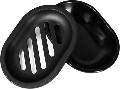 Topsky Soap Dish for Shower, 4pcs Dishes with Drip Tray, Bar Holder with Drain for Kitchen Sink, Keeps Soap Dry, Black