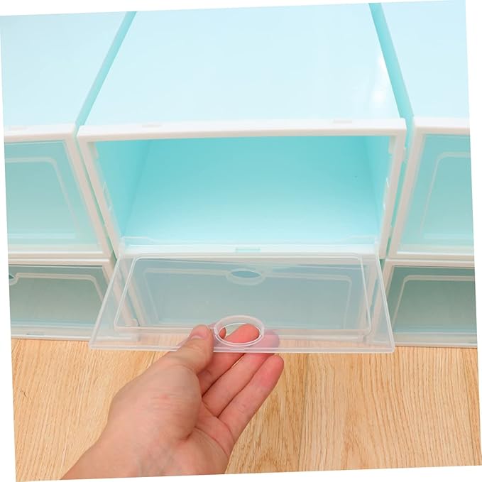Mobestech 6PCS Thickened Shoe Box Storage Container Stackable Plastic Organizer for Sneakers Endurable Shoe Bin with Lid for Closet and Entryway