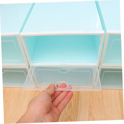 Mobestech 6PCS Thickened Shoe Box Storage Container Stackable Plastic Organizer for Sneakers Endurable Shoe Bin with Lid for Closet and Entryway
