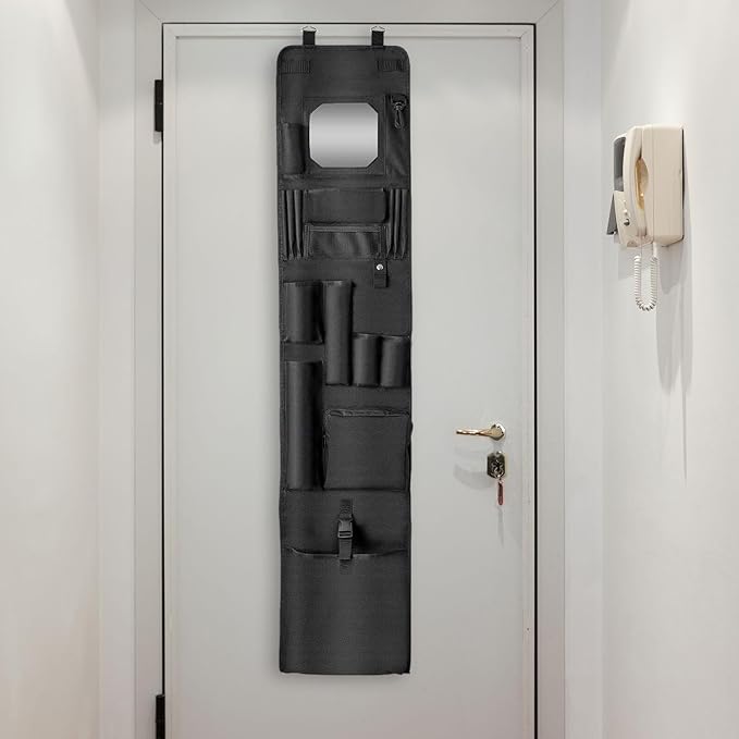 Organizer, Closet Hanging Bag, Lightweight,with Acrylic Soft Mirror Multi Pockets for Garage Office