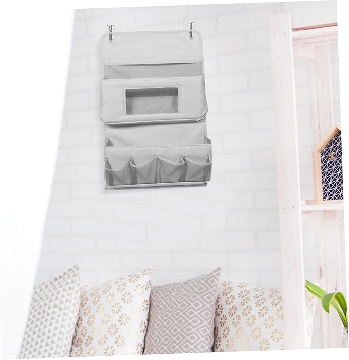 Door Organizer Behind Door Storage Bag Hanging Pouch for Home Wall Storage Bag Gray Layers