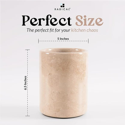Radicaln Marble Utensil Holder 6.5" Inches Verona Handmade Spoon Holder for Kitchen Counter, Ideal Kitchen Utensils Set Organizer, Farmhouse Kitchens Decor & Cooking Utensil Storage