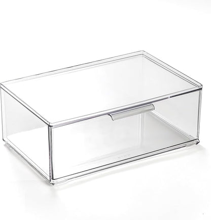 BINO | Clear Stackable Storage Drawers, Large | Clear Storage Drawers with Built-In Handles | Durable Plastic Organizer Drawer | Modular Stackable Drawer Acrylic Organizer