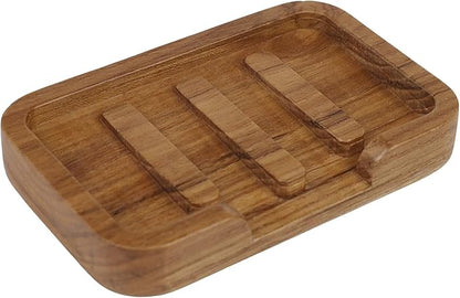 Self Draining Soap Dish by HTB,Teak Wood Soap Holder,Sponge Holder for Kitchen,Soap Saver for Shower, Bathroom, Sink, Kitchen and Countertop
