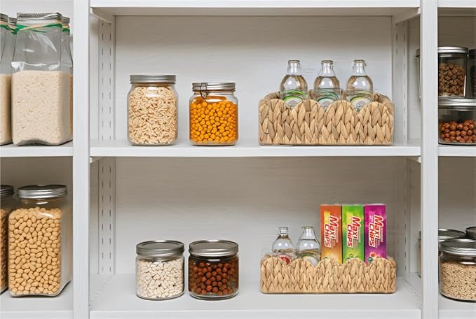 Kriitools Scalloped Wicker Rattan Baskets for Shelf, Toilet Paper Storage Basket for Over Toilet Storage Shelf, End Table, Living Room, Bedroom, Shelves, Handwoven Farmhouse Home Decor, Natural Set 2