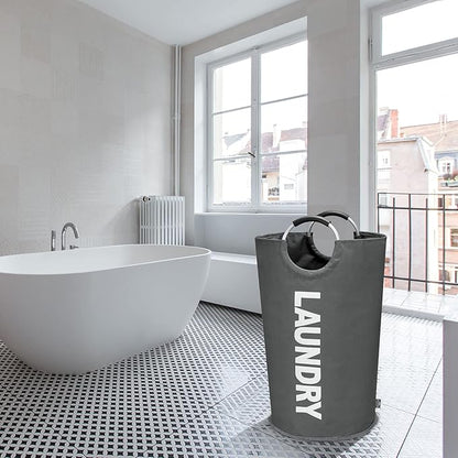 DOKEHOM 125L X-Large Collapsible Washing Laundry Basket Bag (7 Colors) for Bedroom, Fabric (Dark Grey, XL)