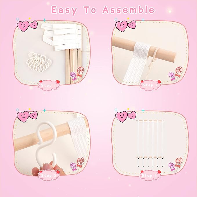OAOLEER Hair Bow Holder Organizer for Girls，Hair Clips Headband Organizer Storage Wall Hanging Home Decor for Girls Room (1Pcs White 20Inch)