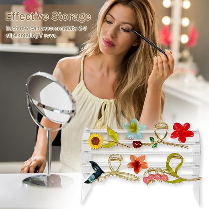 Acrylic Claw Clip Organizer Holder, 360-Degree Rotating Claw Clip Holder and Storage, Hair Clip Organizer Display Clear Stand for Women and Girls(Transparent)