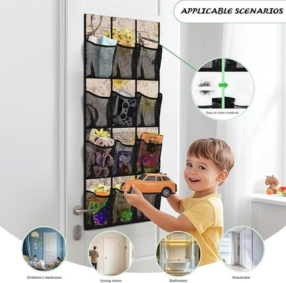 12 Large Pockets Hanging Storage Bag, Wall Storage Bag Over The Door Storage Pockets Fabric Wall Door Closet Hanging Storage Bag Organizer,Daisy