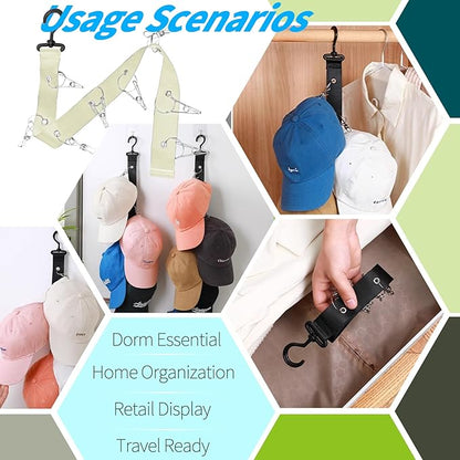 Hat Organizer Baseball Caps Rack Hangers 2PCS Door Hat Racks with 8 Stainless Steel Clips Cap Wall Holder Closet Storage Organizer Over Door Wall Caps Storage Hangers Beige