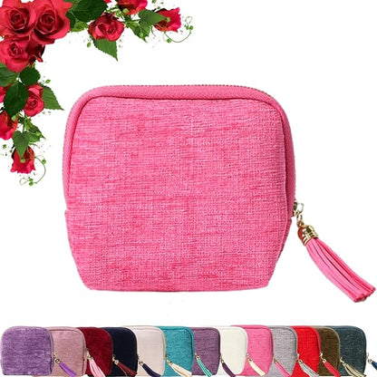 Travel Jewelry Case, Portable Foldable Box Mini Jewelry Travel Bag with Tassel Zipper Design, Soft Velvet Organizer Pouch for Bangle, Five Compartments