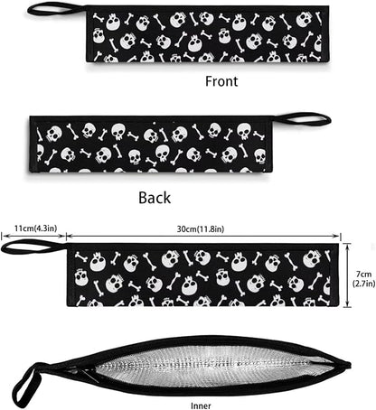 COEQINE Skull Portable Utensils Case Black Halloween Decoration Kitchen Decoration Foldable Cutlery Pouch Chopsticks Pouch With Zipper for Travel