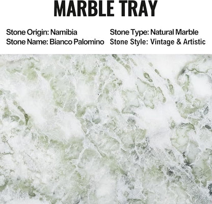 Koville African Natural Marble Tray, 12"x6" Vanity Decorative Tray for Countertop Organizer, Catchall Tray for Perfume, Candles, Jewelry Dish