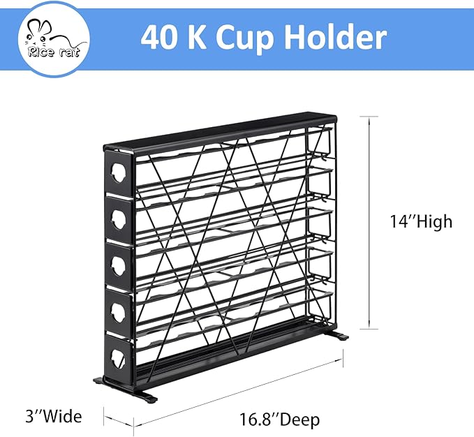 K Cup Holders for 5 Tier, 40 Pods K Cup Storage, Coffee Pod Holder for Countertop, K Cup Organizer Coffee Bar Accessories Black Metal