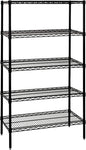 Quantum Storage Systems WR74-3042BK-5 Wire Shelving Starter Kit, 42" W x 30" D x 74" H, 600 lbs Capacity, Carbon Steel, Epoxy Coated, Black, NSF